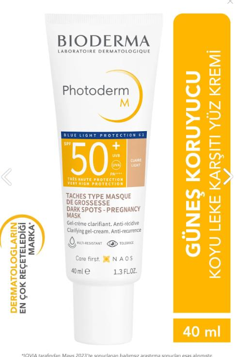 Bioderma Photoderm M Light SPF50+ Koyu Leke ve Mavi Işığa Karşı Yüksek Korumalı Renkli Yüz Güneş Kremi 40 ml
