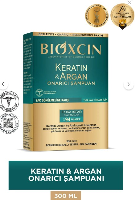 Bioxcin Keratin ve Argan Onarıcı Şampuan 300 ml
