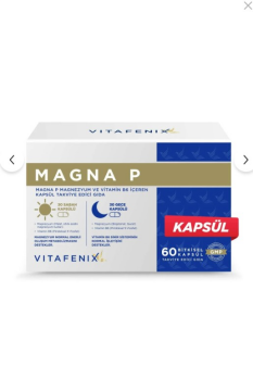 Vitafenix Magna P Kapsül - Magnezyum Bisglisinat, Sitrat, Malat, Taurat ve Vitamin B6 İçeren 60 Kapsül
