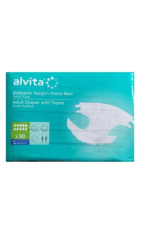 Alvita Tekstil Yüzeyli Belbantlı Hasta Bezi Large 30'lu