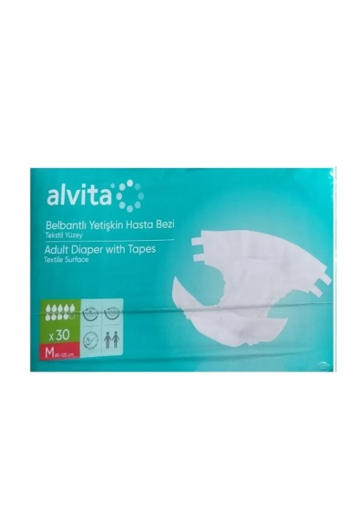 Alvita Tekstil Yüzeyli Belbantlı Hasta Bezi Medium 30'lu
