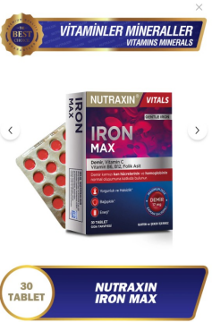 Nutraxin Iron Max Takviye Edici Gıda 30 Tablet
