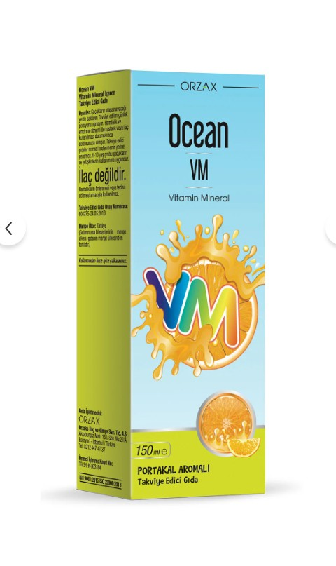 Ocean Vm Vitamin Mineral 150ml Portakallı Şurup