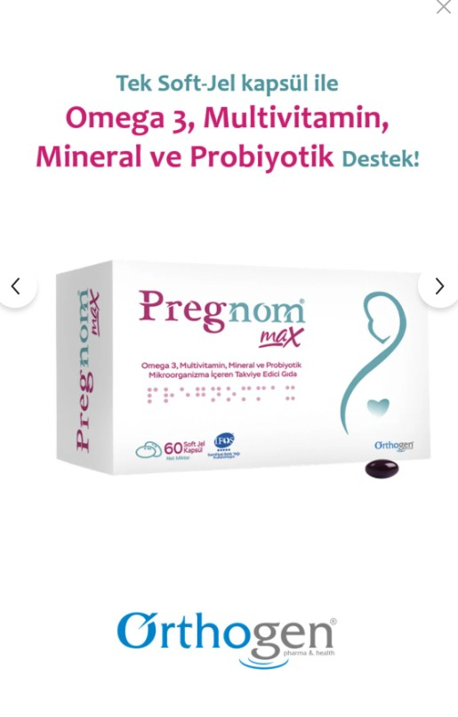 Orthogen Pregnom Max Takviye Edici Gıda 60 Yumuşak Kapsül