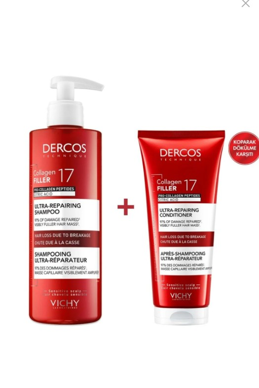 Dercos (Anti Dandruff DS) Dercos Collagen 17 Filler Şampuan 400 Ml+ Saç Kremi 200 Ml