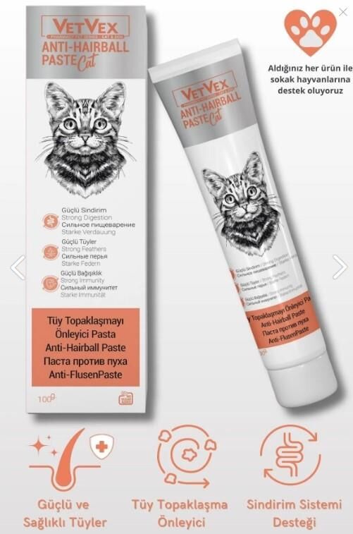 Vetvex Antı- Haırball Pasta -Kedi Tüy Topaklamayı Önleyici