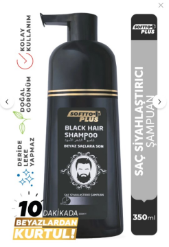 Softto Plus Black Hair Beyaz Saçlar Için Saç Siyahlaştırıcı Doğal Görünümlü Şampuan 350ml