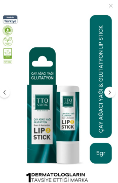 TTO Dudak Koruyucu Balm SPF 15 Nemlendirici Çay Ağacı ve Glutatyon Clinic Renksiz