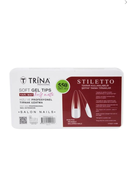 Trina Soft Jel Takma Tırnak -stilletto (YARI MAT) 550' Li