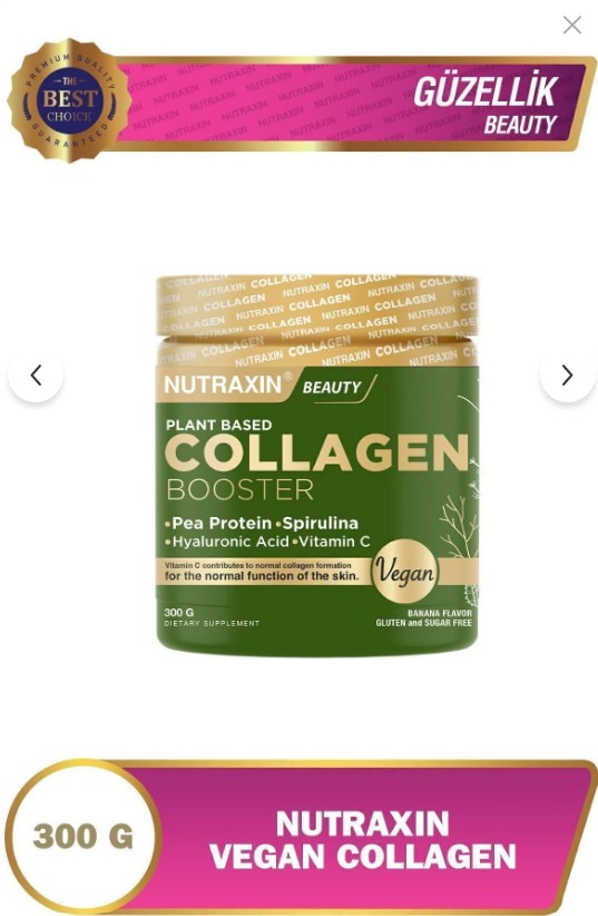 Nutraxin Vegan Collagen Booster Bezelye Proteini İçeren Takviye Edici Gıda 300 gr