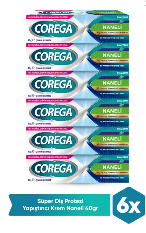 Corega Süper Protez Yapıştırıcı Naneli Krem 40 gr 6 Kutu