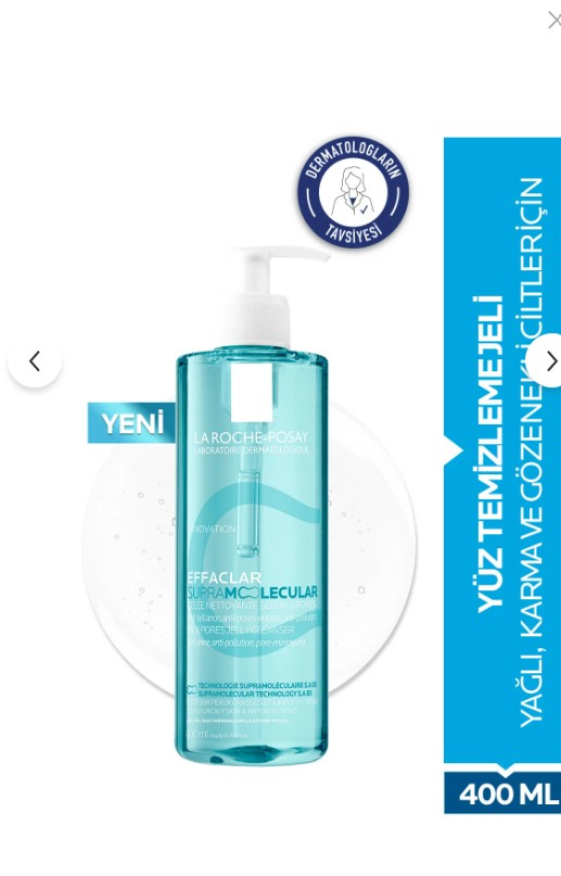 La Roche Posay Effaclar Supramolecular Gözenek Ve Yağlanma Karşıtı Yüz Temizleme Jeli 400 ml
