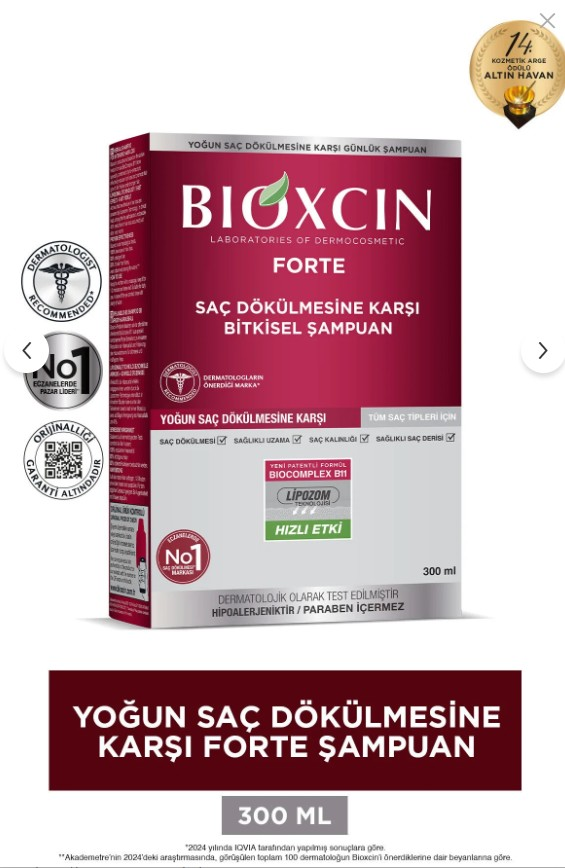 Bioxcin Forte 300 ml Şampuan - Yoğun Dökülme Şampuanı Tüm Saç Tipleri