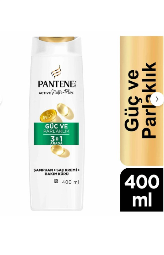 Pantene Güç & Parlaklık 3'ü 1 Arada Şampuan 400 ml