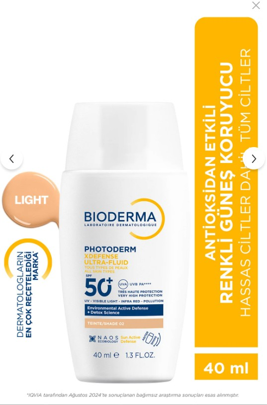 Bioderma Photoderm XDefense Spf50+ Tüm Cilt Tipleri Antioksidan Etkili Renkli Güneş Kremi Light 40 ml