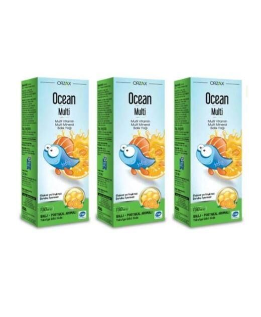 Ocean Ballı Portakallı Multi Balık Yağı Şurup 150 ml 3'lü