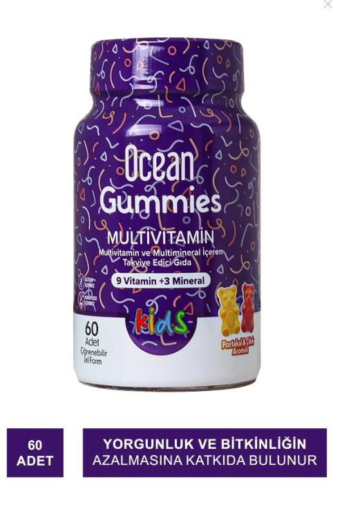 Orzax Ocean Gummies Multivitamin Kids Takviye Edici Gıda 60 Adet Çİğnenebilir Jel Form