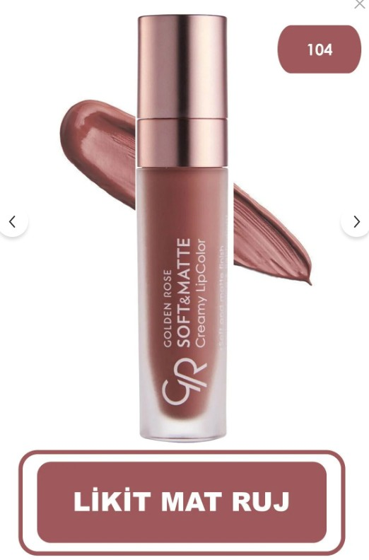 Golden Rose Soft&Matte Creamy Lipcolor  Jojoba ve Avokado Yağlı Yumuşak Mat Likit Ruj No:104