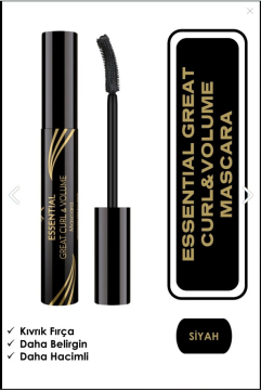 Golden Rose Essential Great Curl & Volume Mascara - Black - Kıvrım Veren Maskara