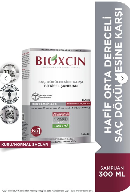 Bioxcin Klasik Kuru Ve Normal Saçlar Için Şampuan 300 Ml - Genesis Saç Dökülmesi Şampuanı Kuru ve Normal Saç