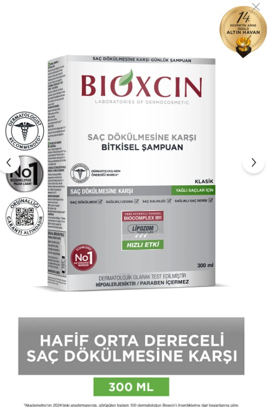Bioxcin Klasik Yağlı Saçlar Için Şampuan 300 Ml - Genesis Saç Dökülmesi Şampuanı Yağlı Saç