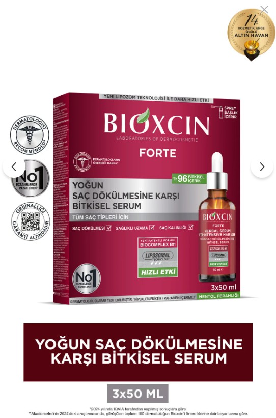 Bioxcin Forte Serum 3x50 ml ve Şampuan 300ml 3 Al 2 Öde (Yoğun Saç Dökülmelerine Karşı)