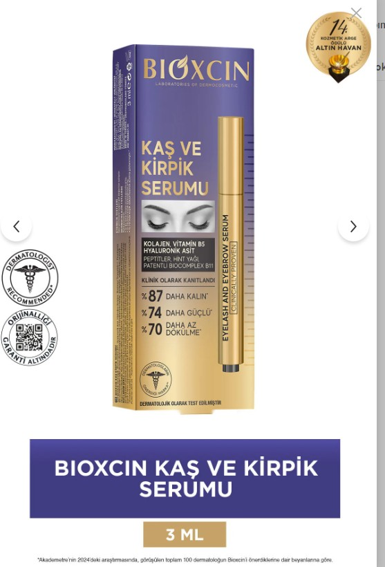 Bioxcin Kolajen Ve Hyaluronik Asit Içerikli Kaş Ve Kirpik Serumu 3 ml
