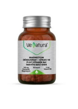 VeNatura Magnezyum (Bisglisinat+Sitrat) ve P5P (Vitamin B6) 60 Kapsül
