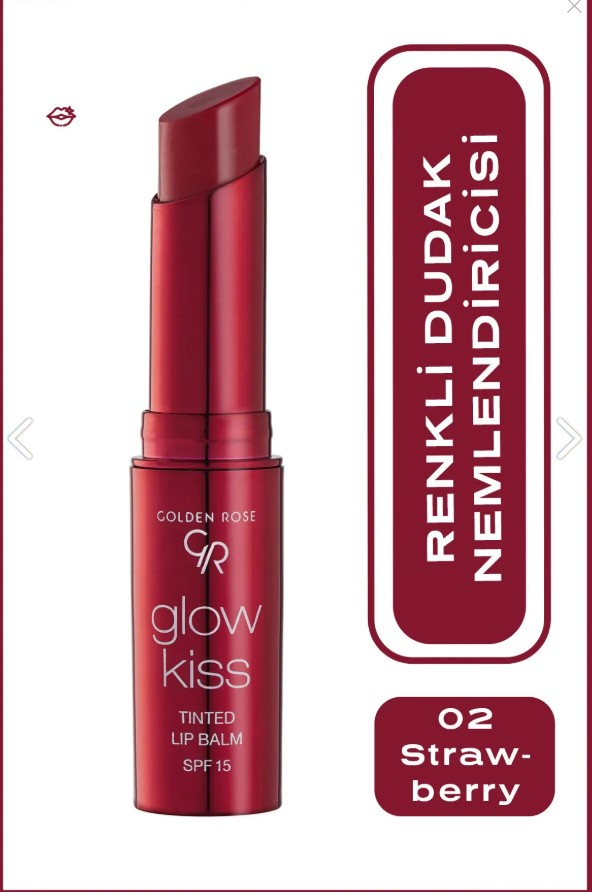 Golden Rose Glow Kiss Tinted Lip Balm No: 02 Strawberry - Renkli Dudak Nemlendirici