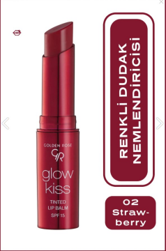 Golden Rose Glow Kiss Tinted Lip Balm No: 02 Strawberry - Renkli Dudak Nemlendirici
