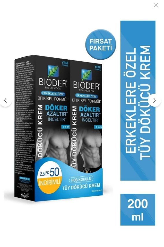 Bioder Erkeklere Özel Tüy Dökücü Krem 100 + 100 ml