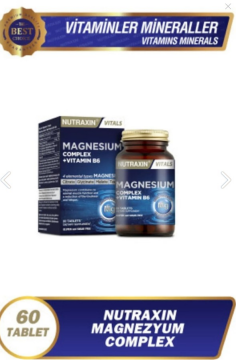 Nutraxin Magnezyum Complex 60 Tablet 125 Mg - Bisiglinat - Taurat - Malat - Sitrat - B6
