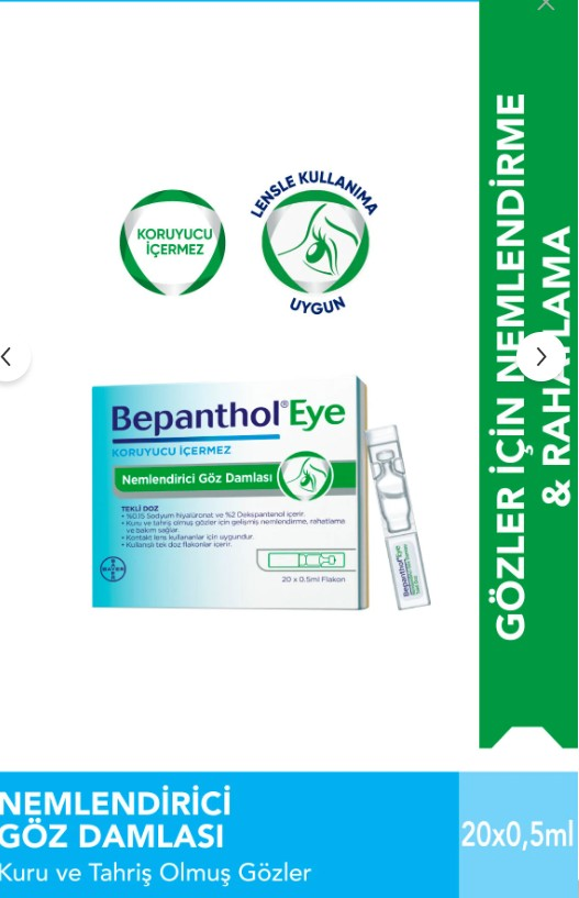 Bepanthol Eye Nemlendirici Göz Damlası Tekli Doz 20x0.5ml