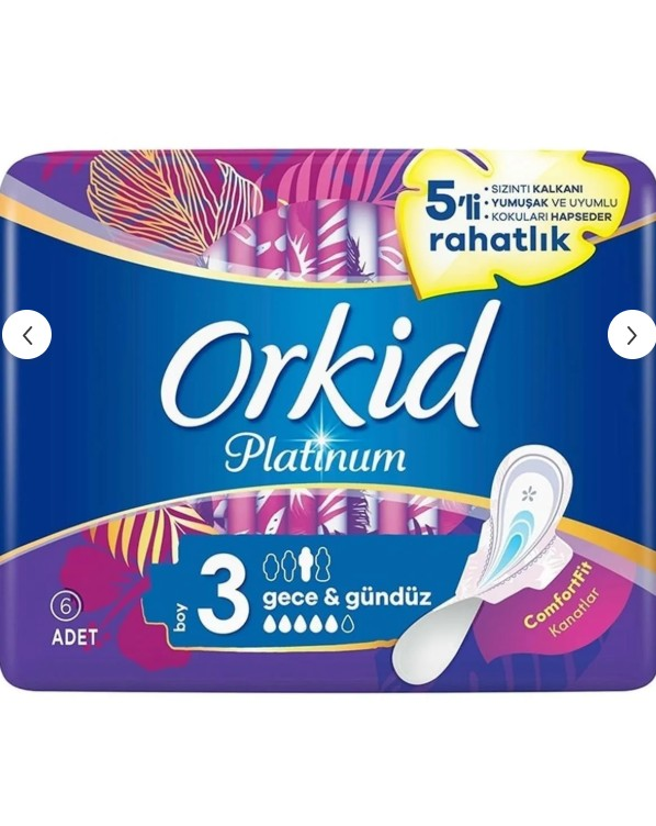 Orkid Platinum Gece & Gündüz (boy 3) 6 Adet Hijyenik Ped