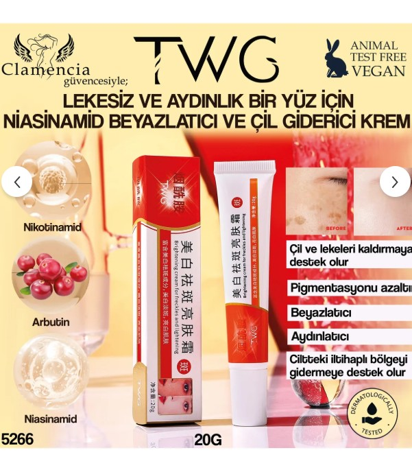 Clamencia TWG Beyazlatıcı ve Çil Giderici Krem 20gr