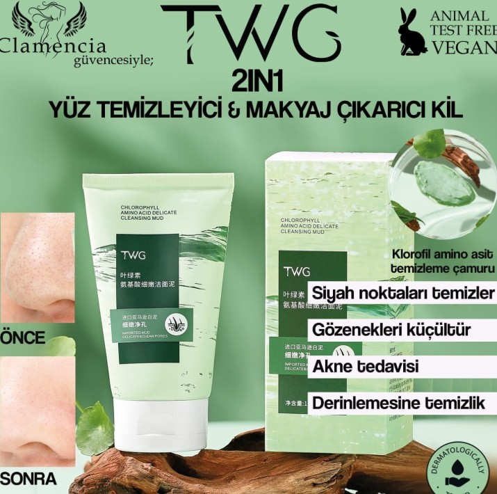 Clamencia TWG 2 İn 1 Yüz Temizleme ve Makyaj Çıkarıcı Kil Çamurlu Jel 100gr