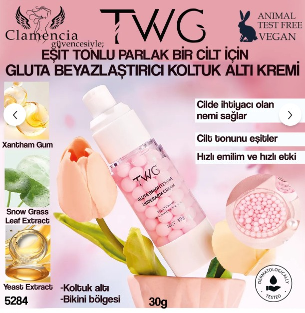 Clamencia TWG Koltuk Altı ve Bikini Bölgesi Beyazlatıcı Krem 30 g