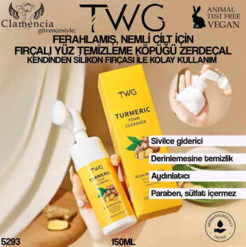 Clamencia TWG Turmeric (Zerdeçal) Fırçalı Yüz Temizleme Köpüğü 150ml