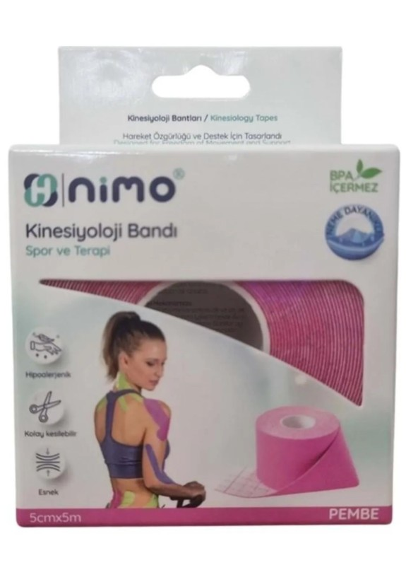 Nimo Kinesiyoloji Bandı (Ağrı Bandı) 5cm*5m Pembe