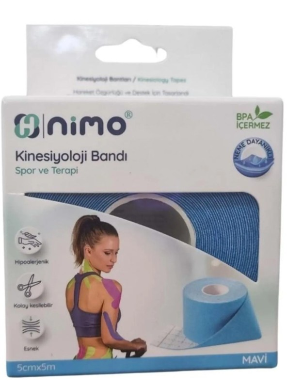 Nimo Kinesiyoloji Bandı (Ağrı Bandı) 5cm*5m Mavi
