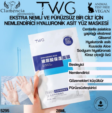 Clamencia TWG Nemlendirici Hyaluronik Asit Yüz Maskesi