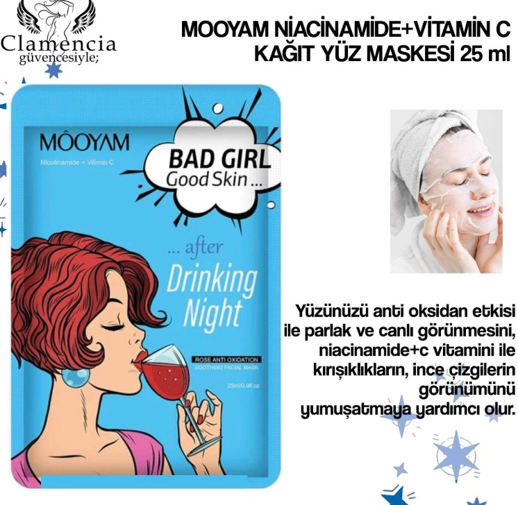MOOYAM Girls Serias Facial Mask Niacinamide + C vitamin Kağıt Yüz Maskesi