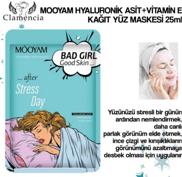 MOOYAM Girls Serias Facial Mask Hiyaluronic Acit + Vitamin E Kağıt Yüz Maskesi
