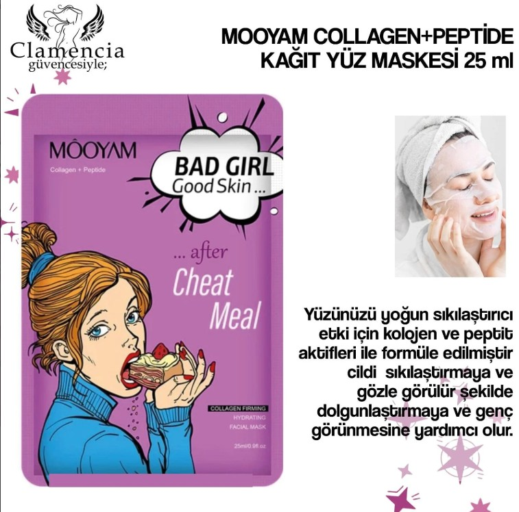 MOOYAM Girls Serias Facial Mask Collagen+ Peptide Kağıt Yüz Maskesi