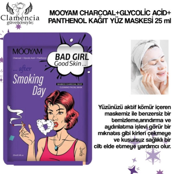 MOOYAM Girls Serias Charcoal + Glycolic Acit+Panthenol Kağıt Yüz Maskesi