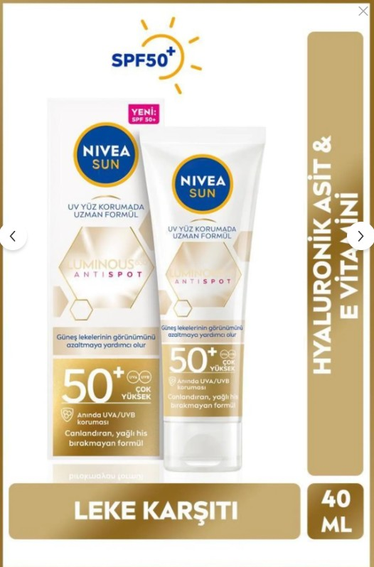 Nivea Sun Luminous630 Anti Spot Leke Karşıtı Spf 50 Güneş Kremi 40 ml