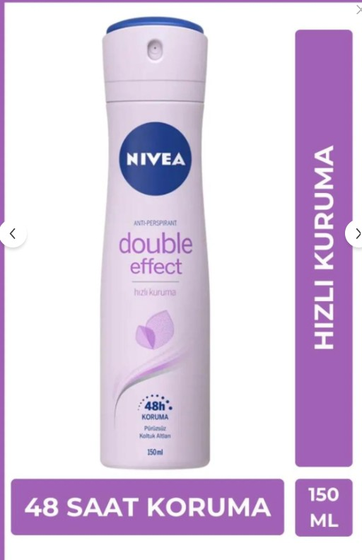 NIVEA Kadın Sprey Deodorant Double Effect 150ml, Ter Kokusuna Karşı 48 Saat Koruma, Pürüzsüz Koltuk Altı