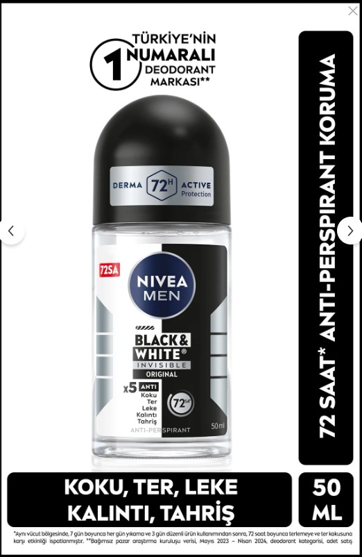 NIVEA Roll-on Erkek 50 Ml.ınv B&w