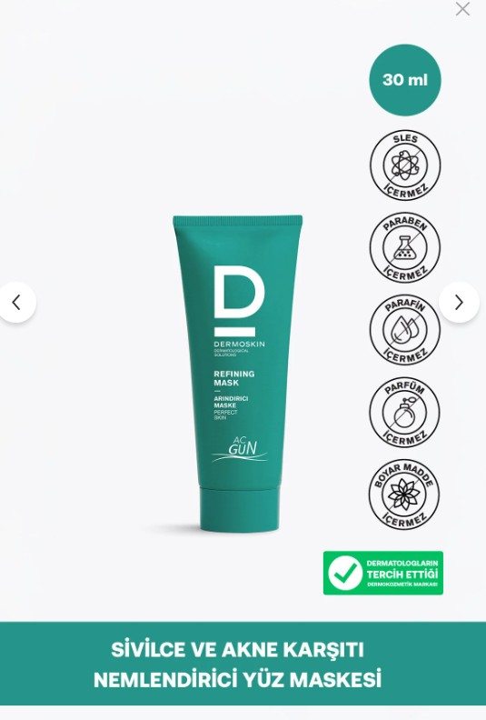 Dermoskin Acgun Arındırıcı Maske 30ml