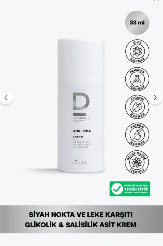 Dermoskin Be Bright AHA - BHA Krem 33 ml
